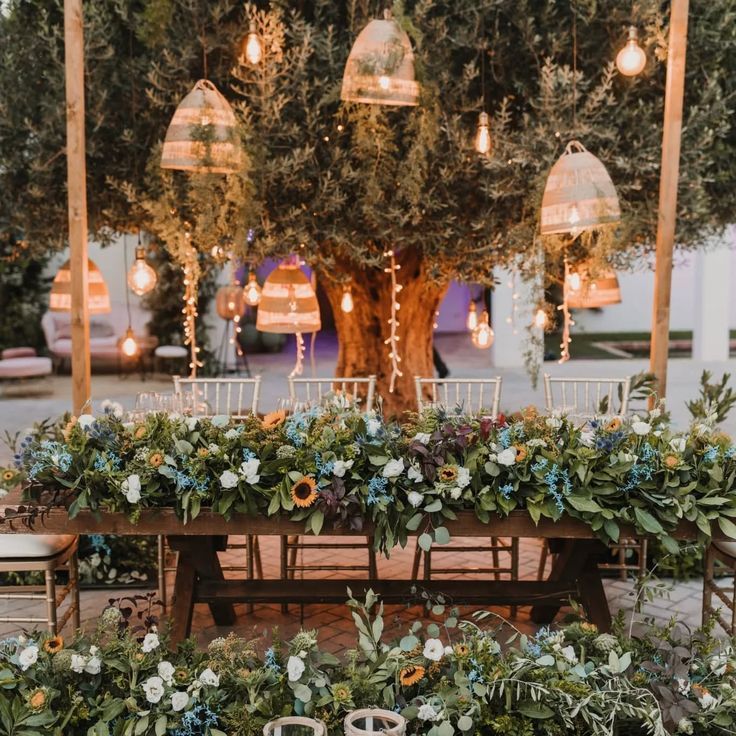 iluminación romántica al aire libre