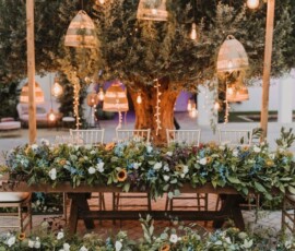 iluminación romántica al aire libre